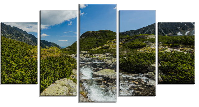 Alpine Stream In High Mountains Metal Wall Art Contemporary Metal Wall Art By Design Art Usa