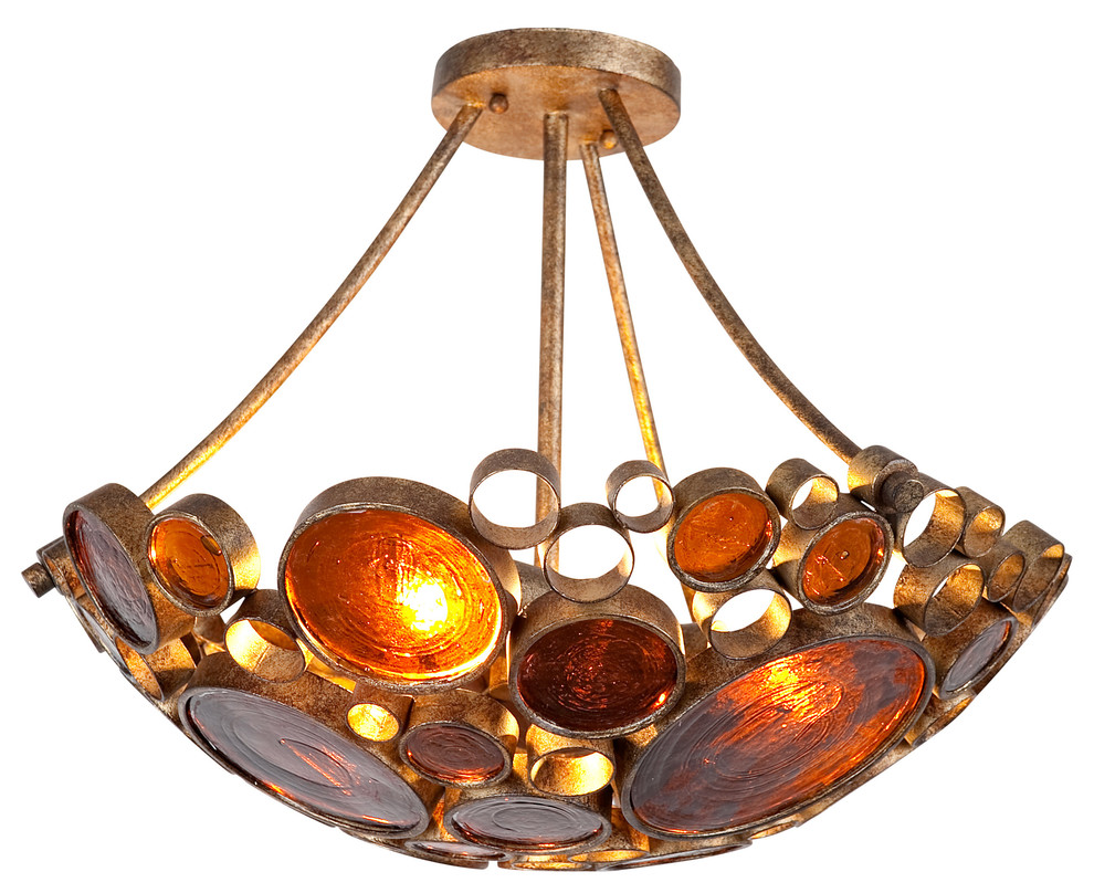 Varaluz 165S03KO Fascination 3 Light Ceiling Light in Kolorado with Recycled Amb