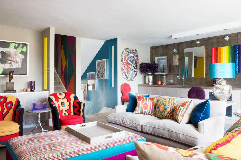 Eclectic living room in London.