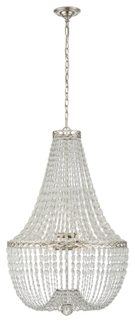 Linfort Basket Form Chandelier in Polished Nickel with Clear Glass Trim