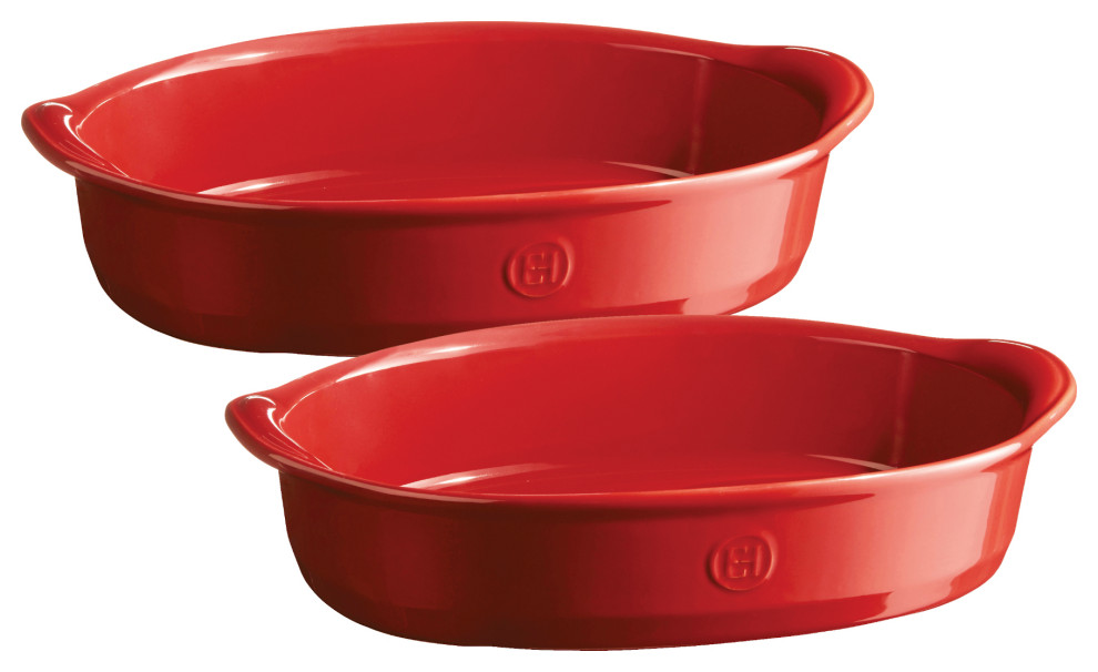 Emile Henry Ultime Burgundy Ceramic Oval Bakers, Set of 2