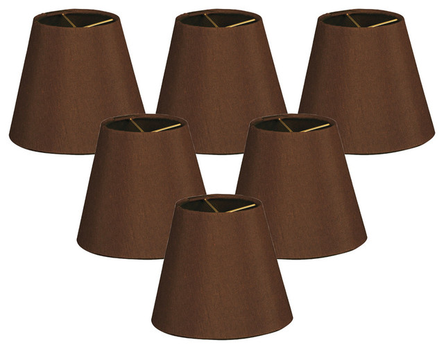 Royal Designs 6 Faux 2 Tone Leather Medium Brown Chandelier Lamp Shade Pack