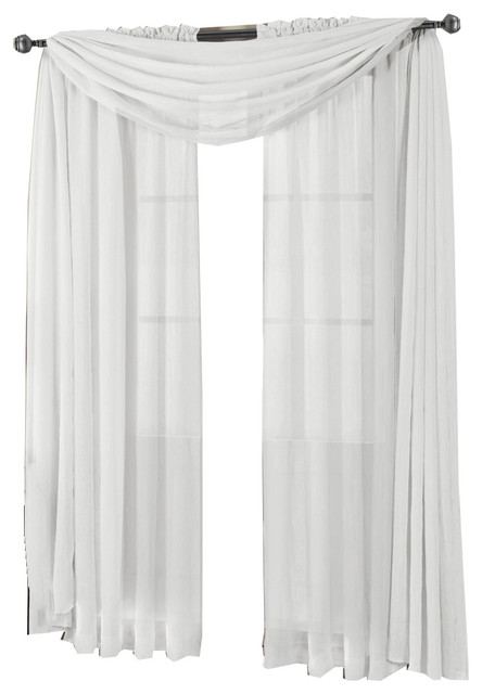 Abri Single Rod Pocket Sheer Curtain Panel, White, 50"x84"