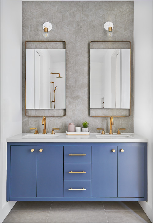 Blue Vanity and Gold Accents
