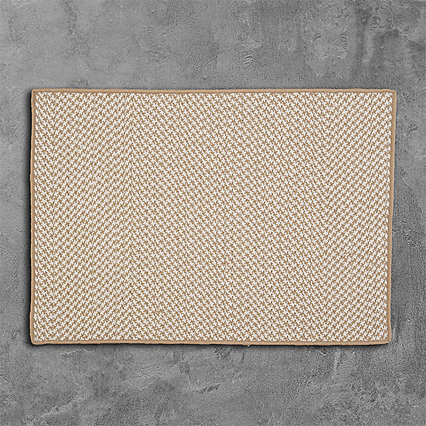 Outdoor Houndstooth Tweed Cuban Sand 12' Square, Square, Braided Rug ...