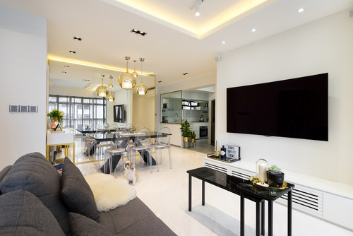 Houzz Tour This Hdb Flat Shines Bright With A Monochrome Palette