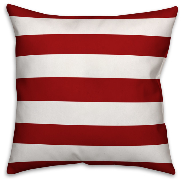Red and White Stripes Indoor/Outdoor Pillow, 18"x18" Contemporary