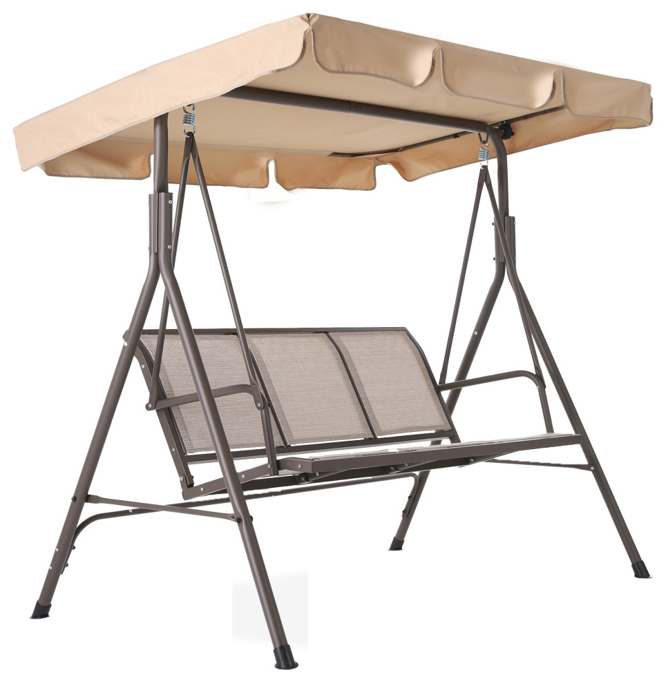 Outdoor Patio Swing 3 Person Seater Swing Chair With Canopy