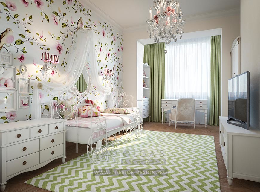 Дизайн светлой детской комнаты с присоединенной лоджией