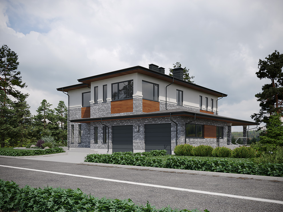 Дизайн фасад дома в КП Дубрава