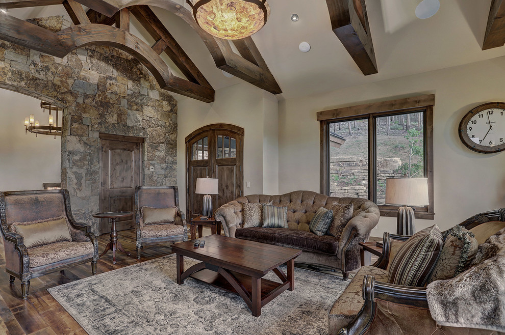 Mountain style home design photo in Denver