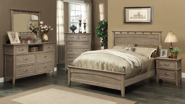 South Beach Queen Size Bed In Weathered Oak Modern