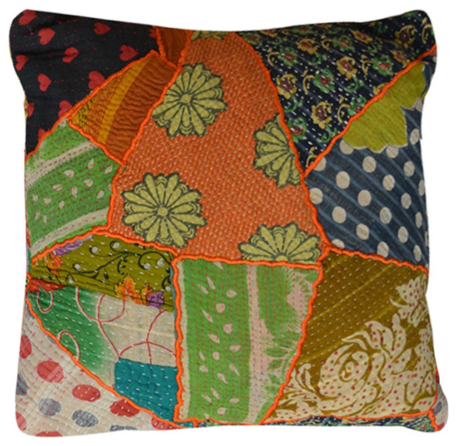 Modelli Creations - Vintage-Style Patchwork Pillow - View in Your Room! Houzz