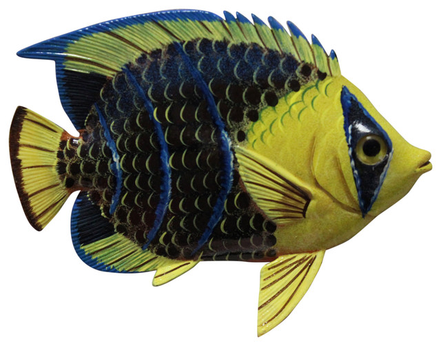 Big 12 Inch Tropical Fish Tiki Sea Life Bath Wall Decor Yellow 12TFW41