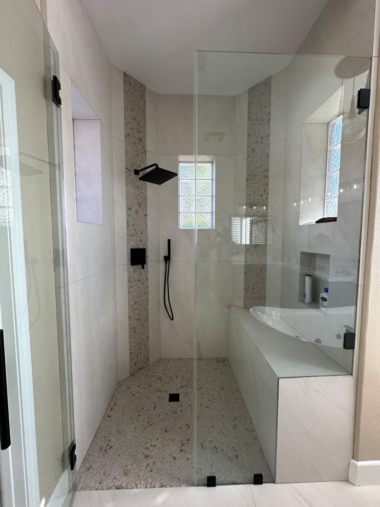 Cream and Contrast Primary Bathroom