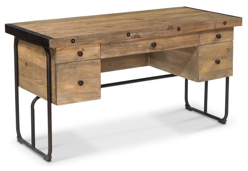 Hartley Industrial 5 Drawer Desk, Recyled Pine