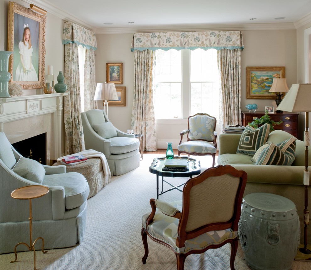 Photo of a traditional formal living room in Charlotte with beige walls.
