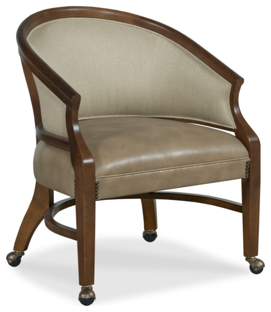 Danbury Chair, 9953 Midnight Fabric, Finish: Tobacco, Trim: Bright Brass