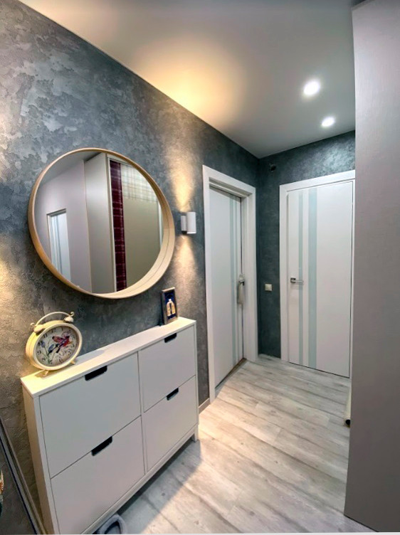 Реализация проекта фрагмента квартиры, кухня, прихожая и СУ