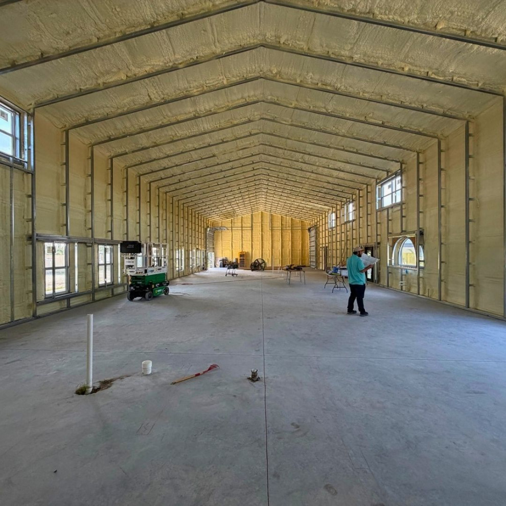 Residential Barndominium First-Floor Layout + Second-Floor Framing