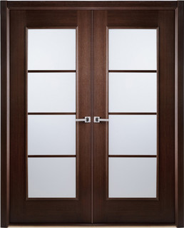 African Wenge Interior Double Door Frosted Simulated Divided Lite ...