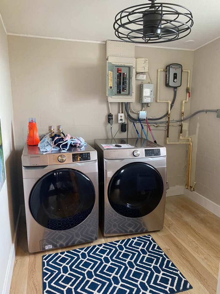 Hiding pipes in laundry room