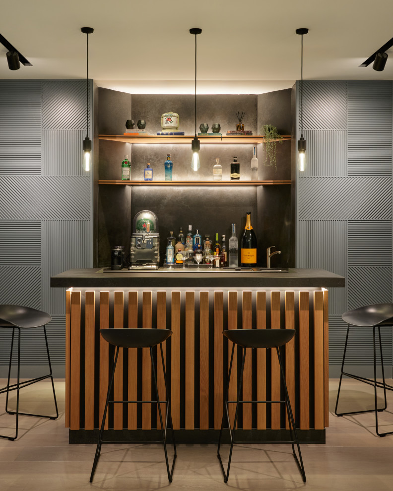 Inspiration for a contemporary home bar in London.