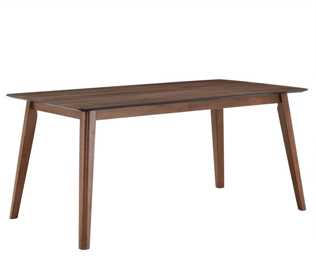 Mid Century Modern Dining Table, Rubberwood Legs With Rectangular Top