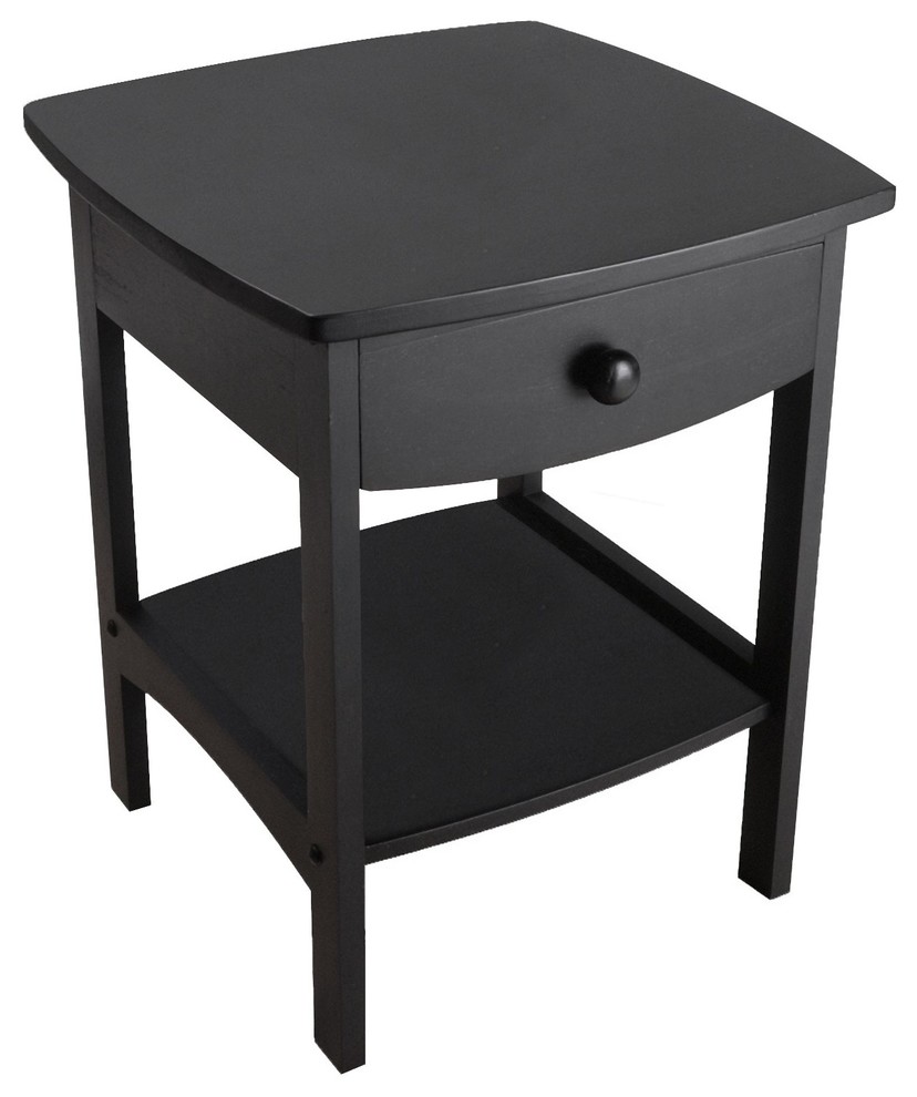 Curved End / Night Table with Drawers Transitional Side Tables And
