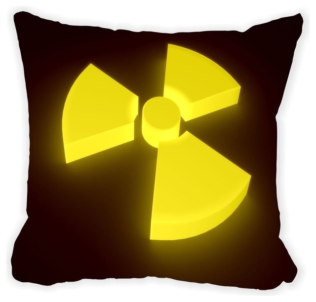 Yellow Glow Radioactive Sign Microfiber Throw Pillow Yellow Glow Radioactive Sign Microfiber Throw Pillow Contemporary Decorative Pillows By Value Gifts