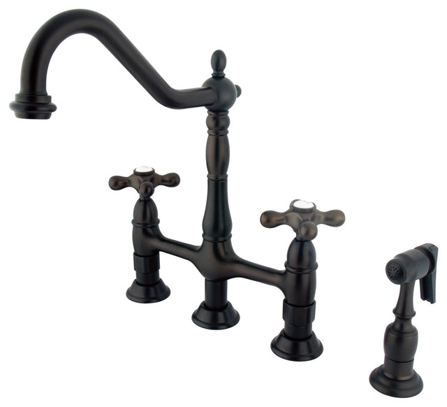 Heritage 8 Center Kitchen Faucet With Side Sprayer Traditional Kitchen Faucets By Virventures