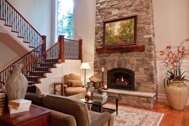 Great Room Fireplace by Open Stairs - Family Room - Seattle - by John ...