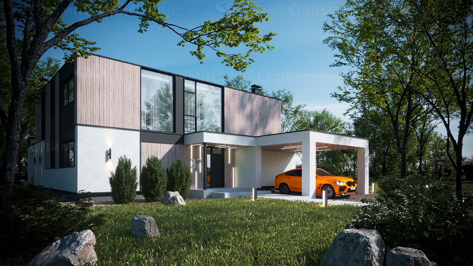 Современный дом «Истон» с плоской крышей