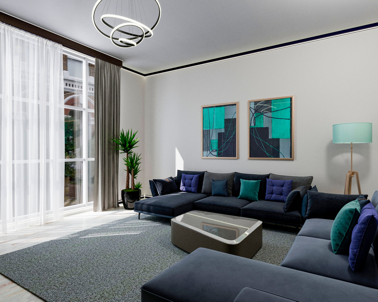 Визуализация мягкой зоны гостиной