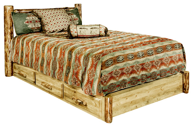 Platform Bed with Storage in Stain and Lacquer (Queen: 91 in. L x 66 in. W x 47