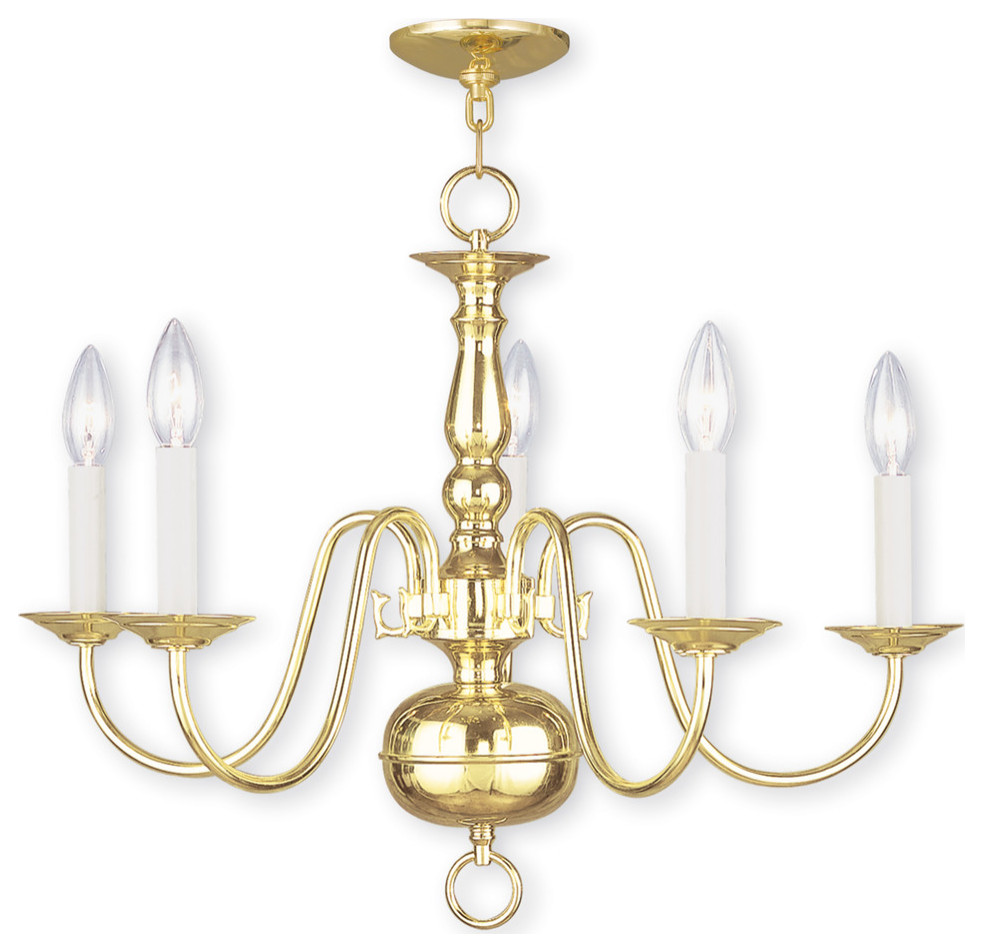 Williamsburgh Chandelier, Brushed Nickel and Polished Brass