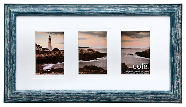 Wall Frame 3 photo distressed wall frame with matting, 4"x6" - beach style Wall Frame 3 photo distressed wall frame with matting, 4"x6" - beach style