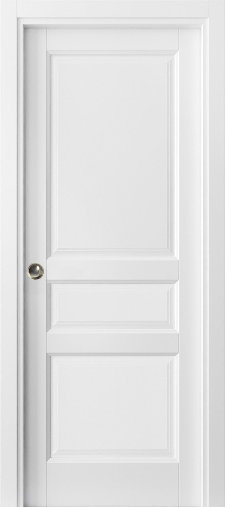 3 Panel Pocket Door 30 x 80 & Frames | Lucia 31 Matte White | Pantry Kitchen