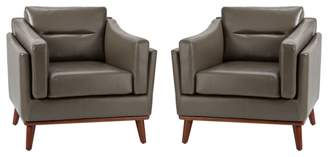 Jerome Vegan Leather Armchair Set of 2, Gray