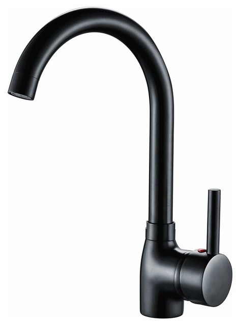 Single Lever Kitchen Mixer Tap, Solid Brass, Swivel Spout, Elegant Design, Black