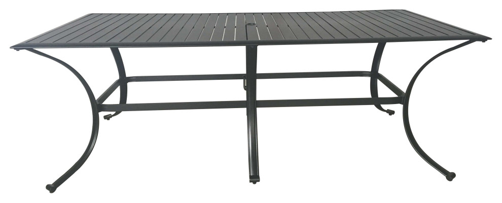 Aluminum Slat Top Outdoor Patio Dining Table- Black - Transitional