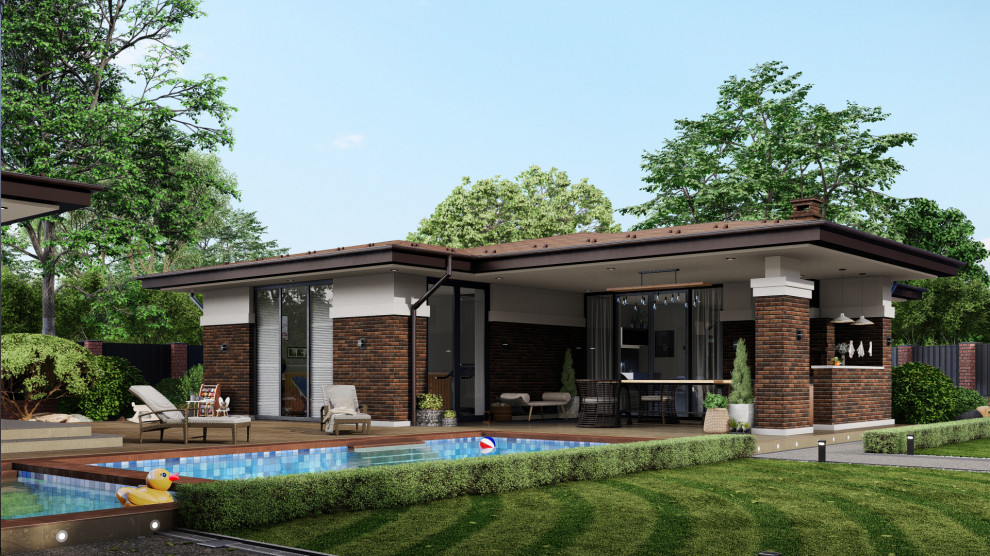 Дом, банный комплекс и гостевой дом в стиле Райт