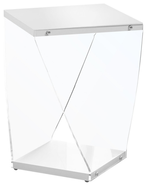 Monarch Contemporary Acrylic Accent Table With White And Clear Finish I