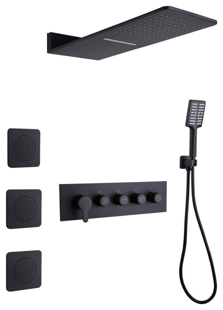 Luxury Thermostatic Complete Shower System With Body Jets and Hand