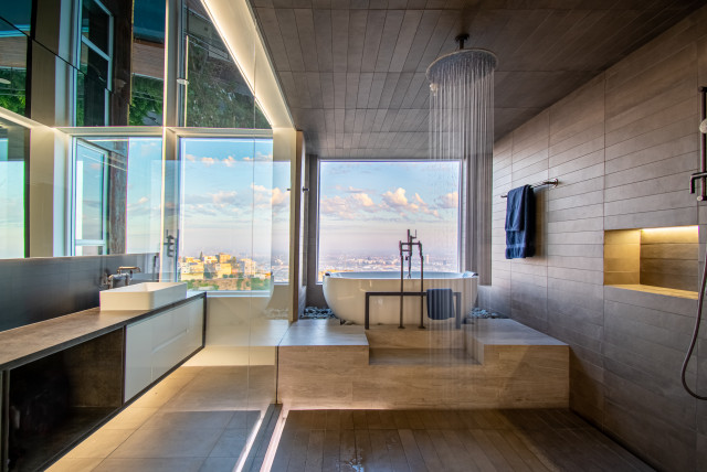 Hollywood Hills industrial-bathroom