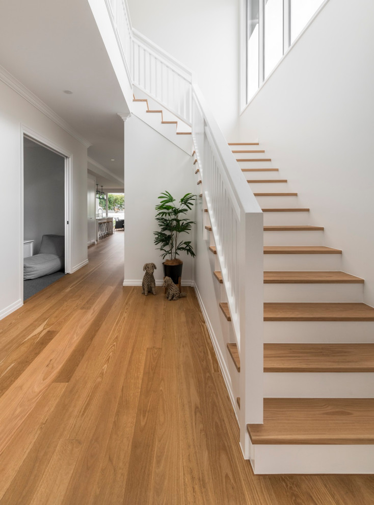 S&T New Home Transitional Staircase Brisbane by Big House