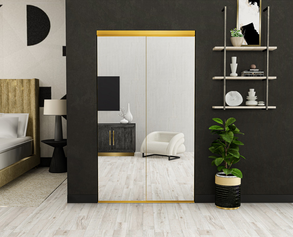 Diseño de dormitorio principal minimalista de tamaño medio