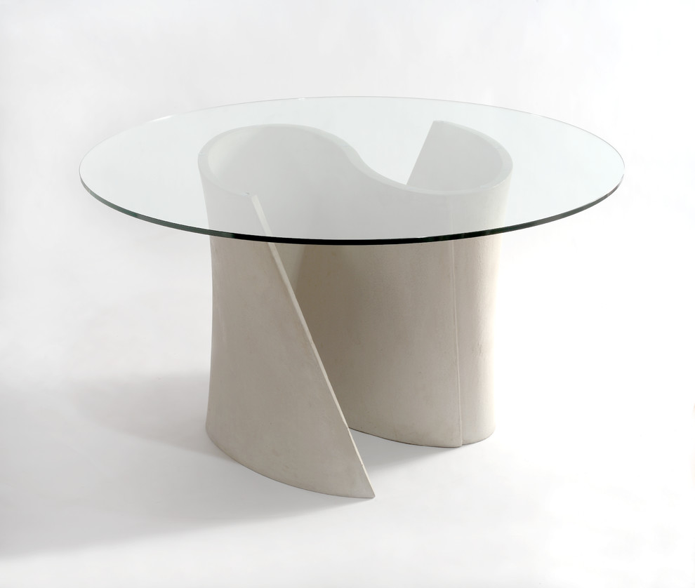 Concrete "S" Table Base with Glass Top