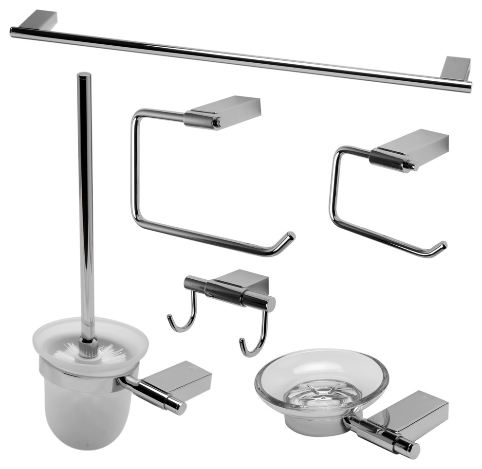 Alfi Brand 6 Piece Matching Bathroom Accessory Set Contemporary Bathroom Accessory Sets by