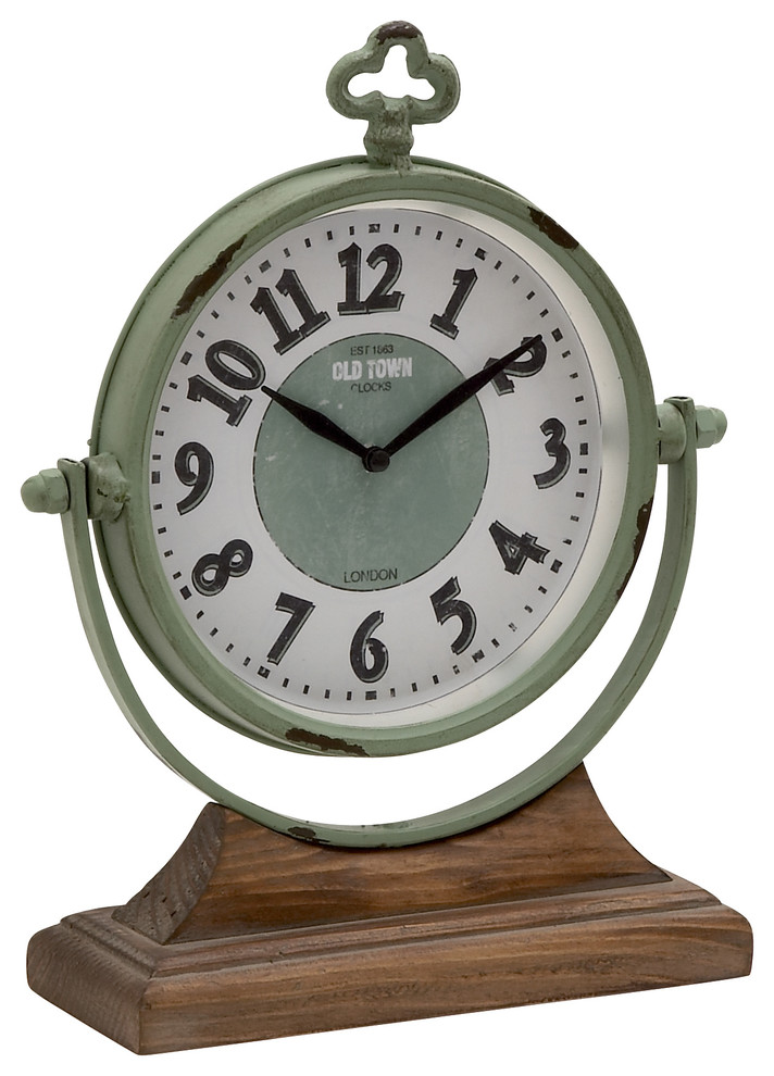 Metal Wood Table Clock
